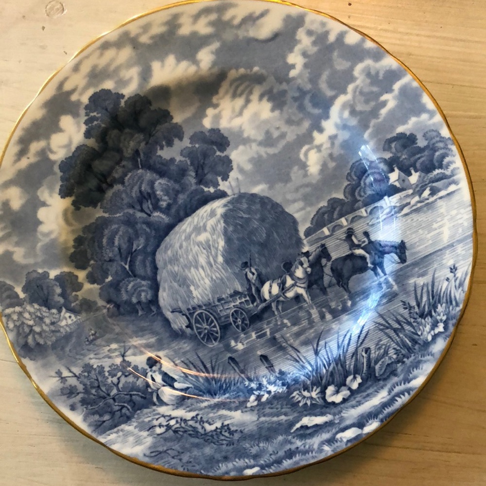 Vintage H&M Sutherland China Rural Scenes Saucer England - Blue/White pattern